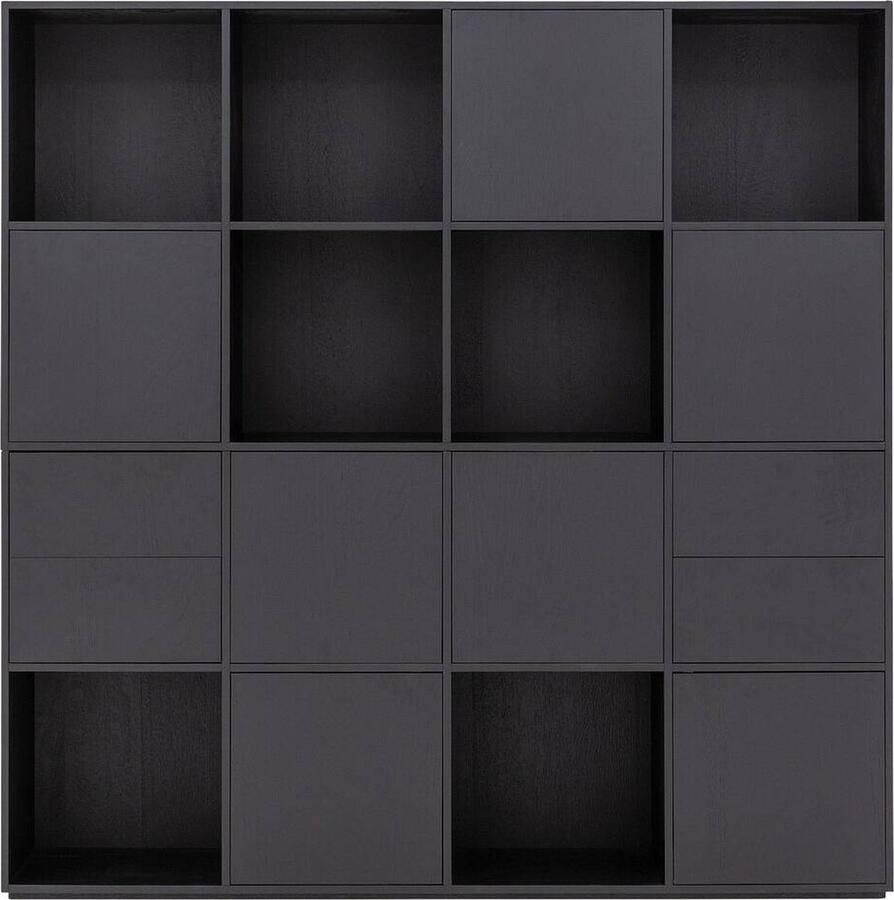 Goossens Wandmeubel Sevilla 7 Deuren 4 Laden 7 Open Vakken Hout Zwart
