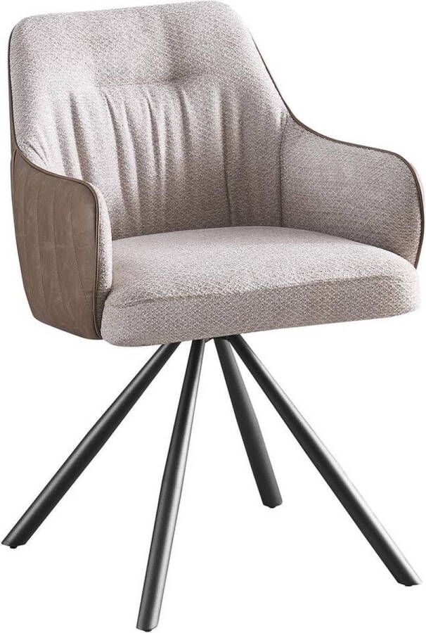 Goossens Eetkamerstoel Hanna Met Armleuning Stof Bruin