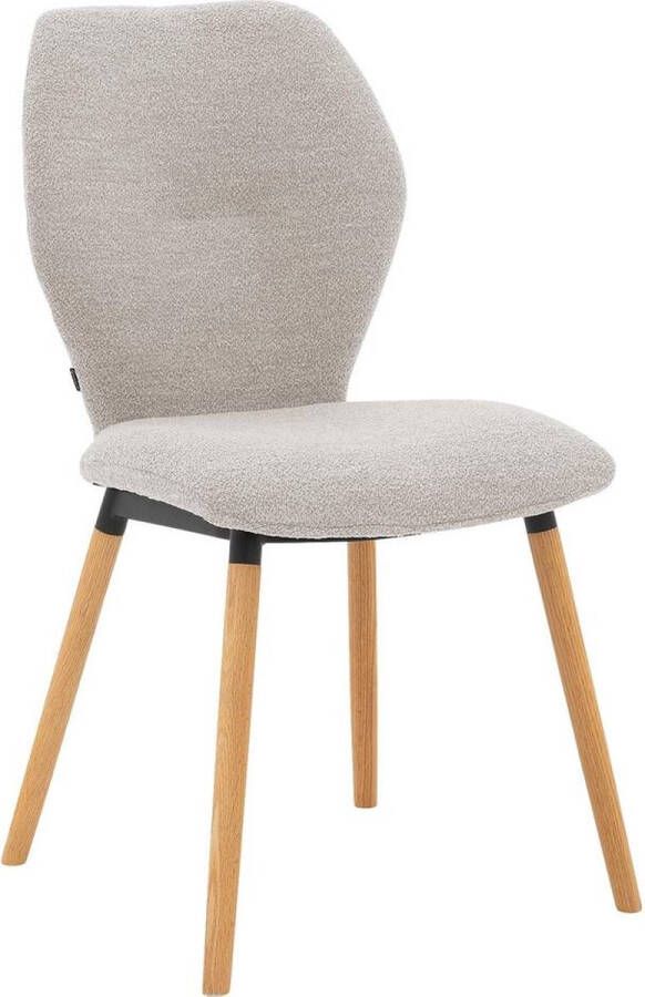Goossens Eetkamerstoel Hera wit stof leuning modern design