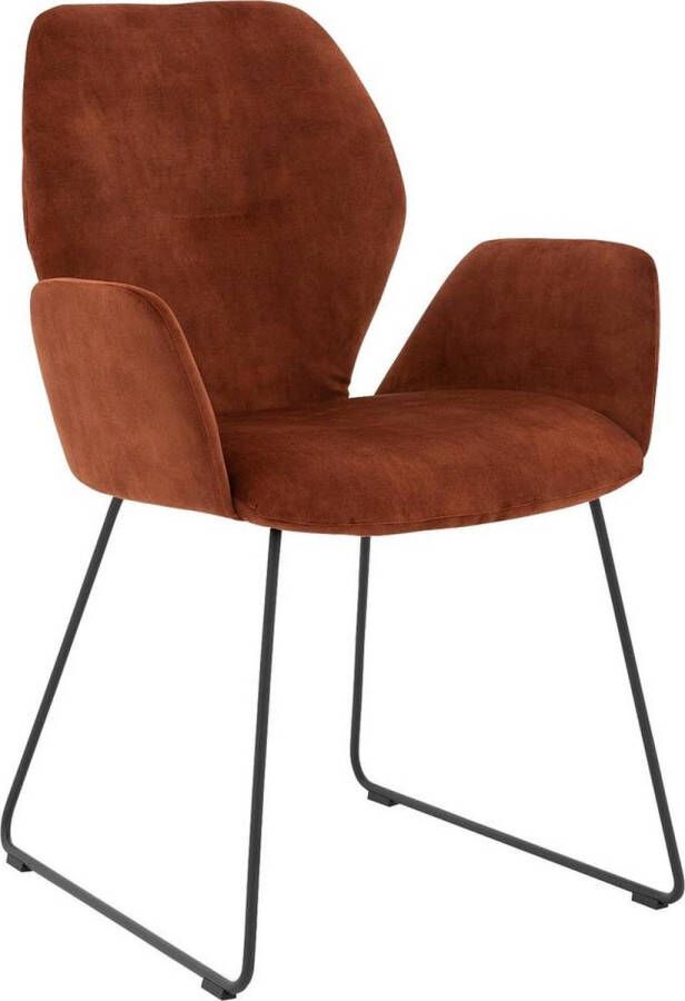 Goossens Eetkamerstoel Hera Met Armleuning Velvet Koper Spinpoot rechte poot 360gr draaibaar returnfunctie - Foto 2