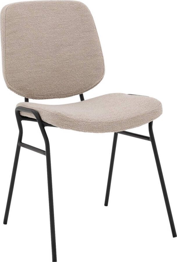 Goossens Eetkamerstoel Hjalmar grijs stof leuning modern design