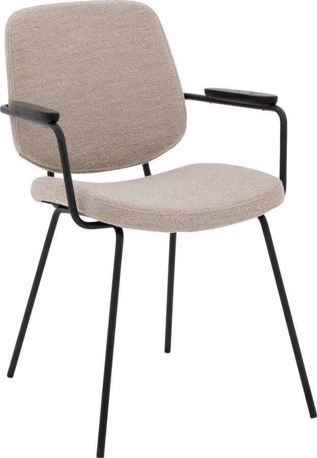 Goossens Eetkamerstoel Hjalmar grijs stof leuning modern design - Foto 2