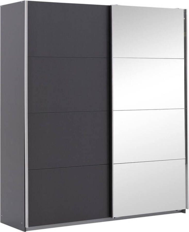 Goossens Basic Kledingkast Miami 180 cm breed 210 cm hoog 1x spiegeldeur re en 1x schuifdeur li