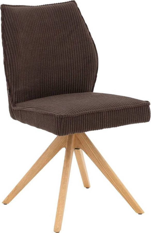 Goossens Eetkamerstoel Laurens Zonder Armleuning Stof Bruin