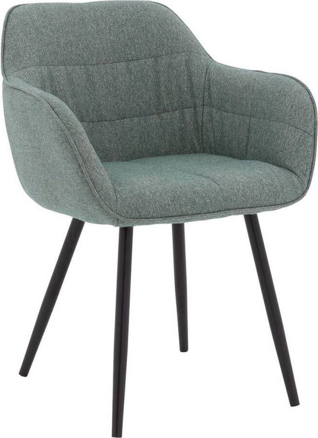 Goossens Eetkamerstoel Lize Met Armleuning Stof Groen