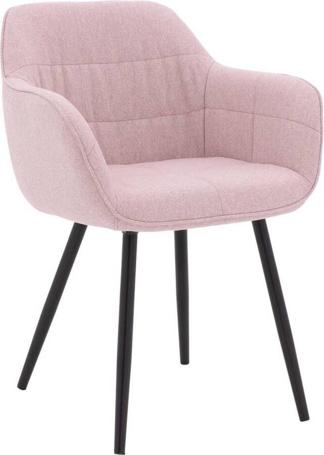 Goossens Eetkamerstoel Lize Met Armleuning Stof Roze