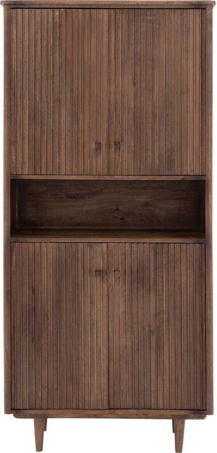 Goossens Opbergkast Mabel 4 Deuren 1 Open Vak Hout Bruin