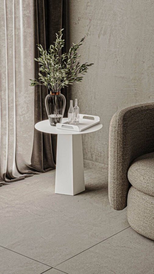 Gorillz Charm Bijzettafel 50 x 50 cm koffietafel Metaal Rond Wit