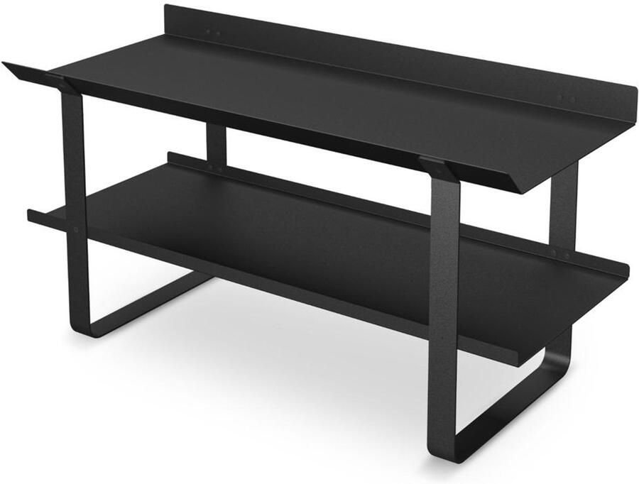 Gorillz Layer Schoenenbank met Opbergruimte Zwart Industrieel Schoenenrek 80 cm Zwart Metaal 2 Lagen Geschikt voor 8 Paar Modern Design