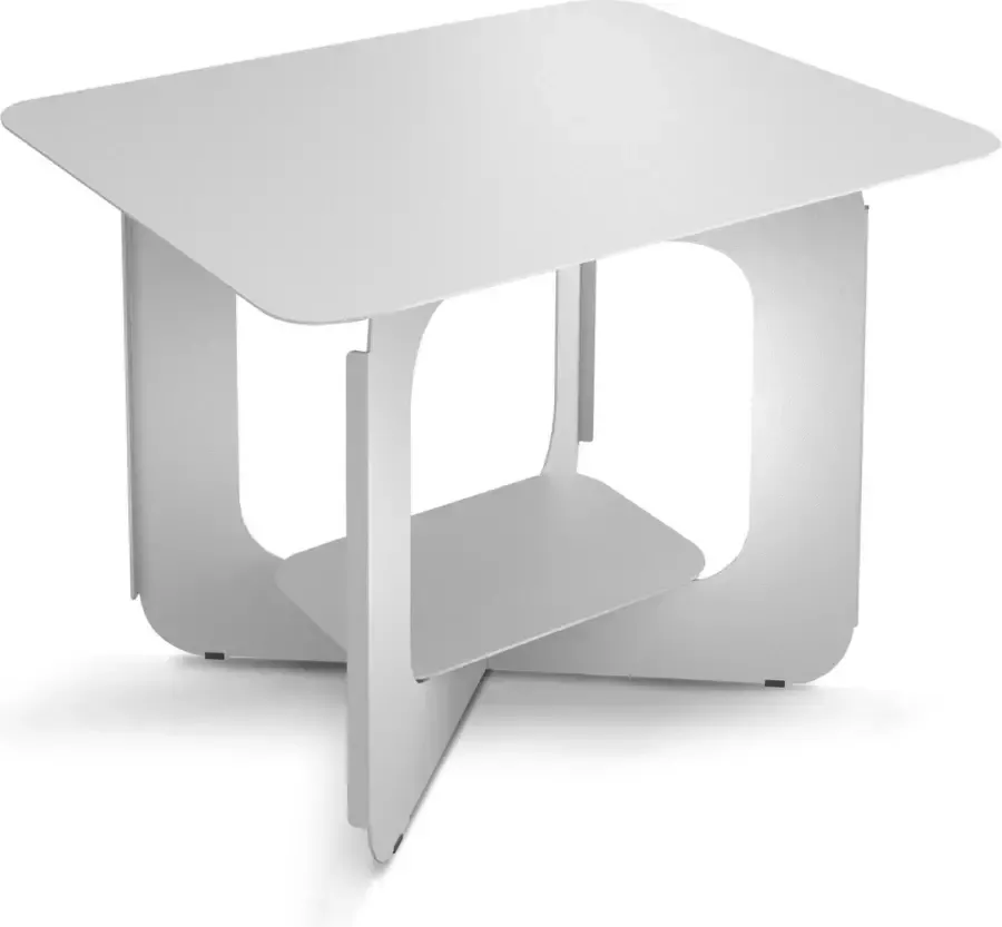 Gorillz Grado Bijzettafel 60 x 50 cm Koffietafel Industrieel Nachtkast Staal Wit