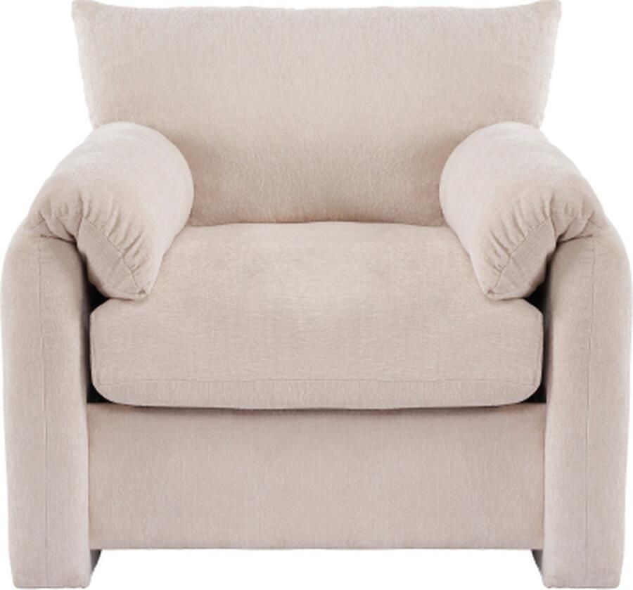 GOTAGEE Eenpersoons Sofa Beige Fauteuil Decoratieve Stoel Vrijetijdsstoel Geschikt Woonkamerstoel Slaapkamerstoel Modern Ontwerp Chenille Stof