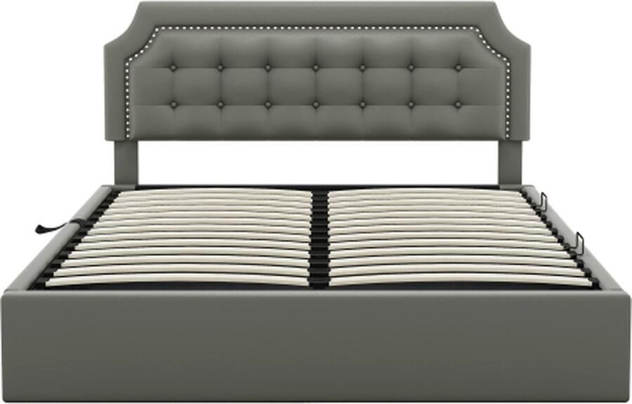 GOTAGEE Gestoffeerd bed 160x200cm Vlak bed (Zonder matras) Grijs hydraulisch tweerichtingsbed