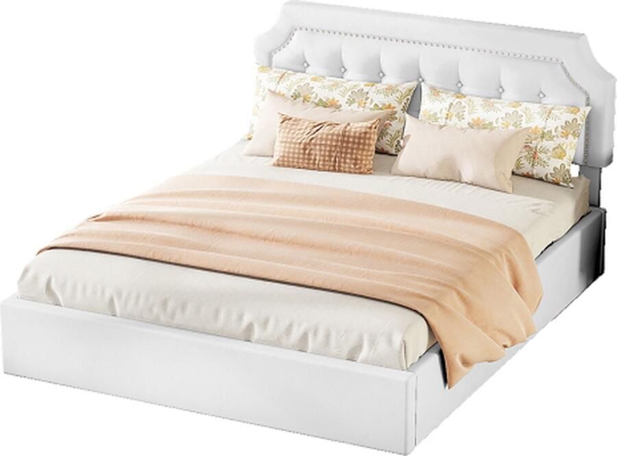 GOTAGEE Gestoffeerd bed 160x200cm Vlak bed (Zonder matras) Wit hydraulisch tweerichtingsbed