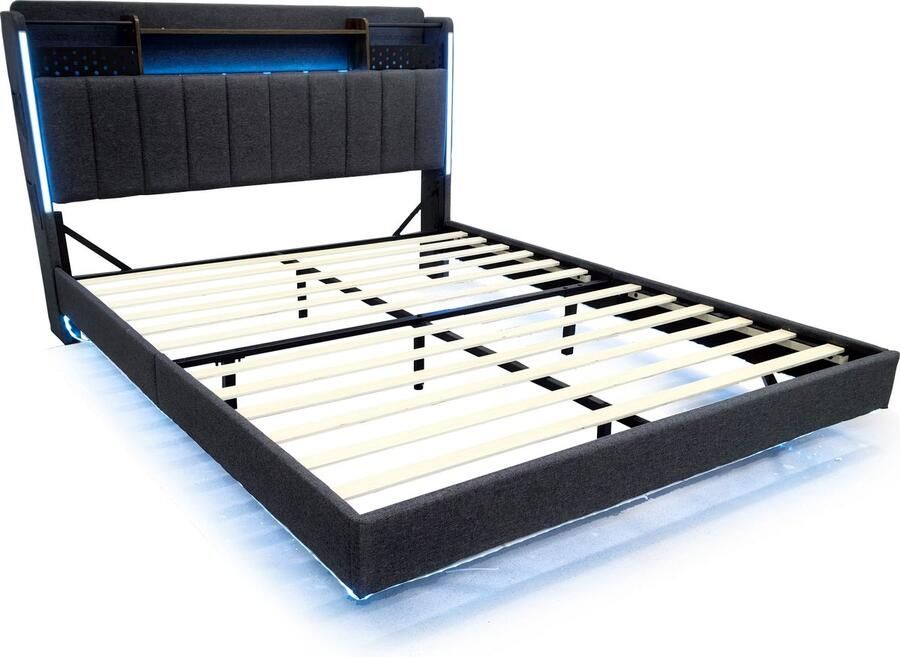 GOTAGEE Gestoffeerd bed Tweepersoonsbed 140x200cm Opbergruimte Jeugdbed Volwassenenbed Laag Bed - Foto 2