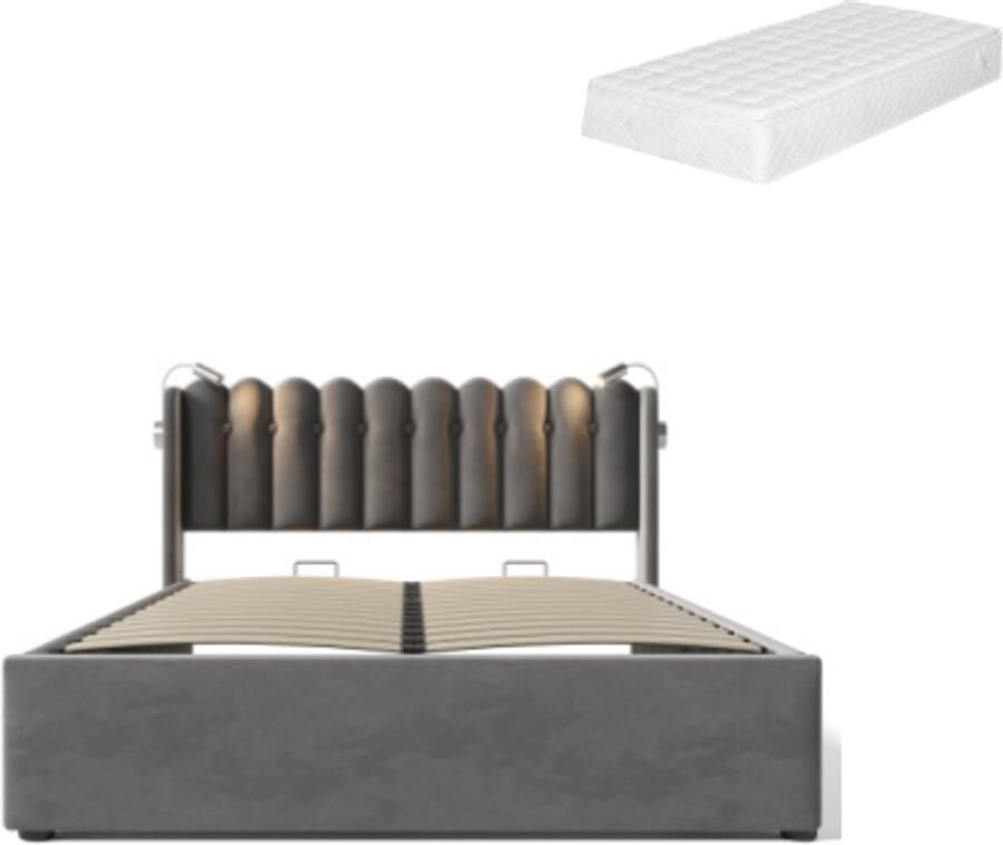 GOTAGEE Gestoffeerd bed Tweepersoonsbed Eenpersoonsbed Opbergbed Multifunctioneel bed Jeugdbed 140x200 cm Bed met opbergruimte Bed met matras Met hydraulische opbergruimte