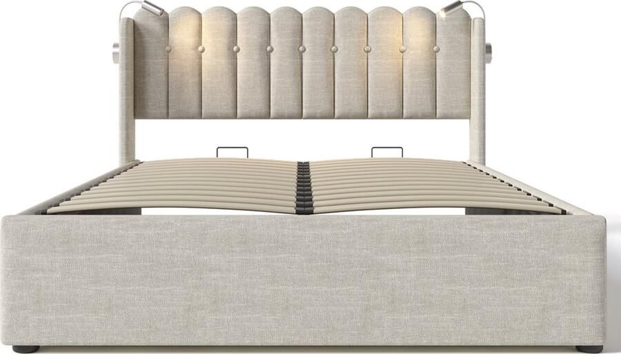 GOTAGEE Gestoffeerd bed Tweepersoonsbed Eenpersoonsbed Opbergbed Multifunctioneel bed Jeugdbed 160x200 cm Bed met opbergruimte Bed zonder matras Met hydraulische opbergruimte