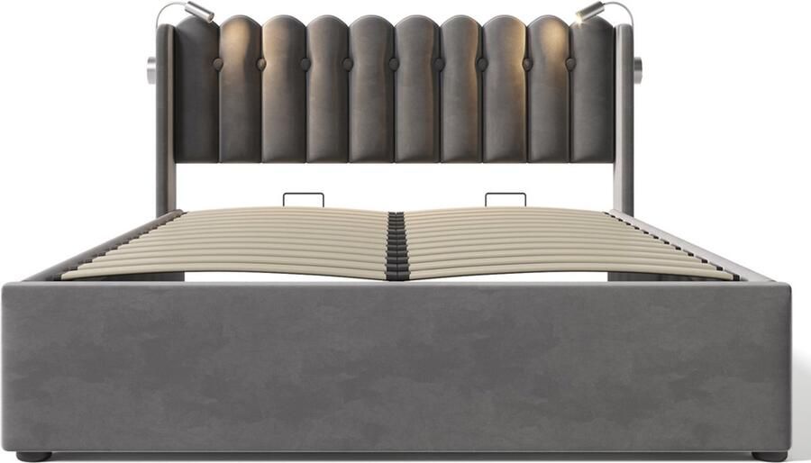 GOTAGEE Gestoffeerd bed Tweepersoonsbed Eenpersoonsbed Opbergbed Multifunctioneel bed Jeugdbed 160x200 cm Bed met opbergruimte Bed zonder matras Met hydraulische opbergruimte