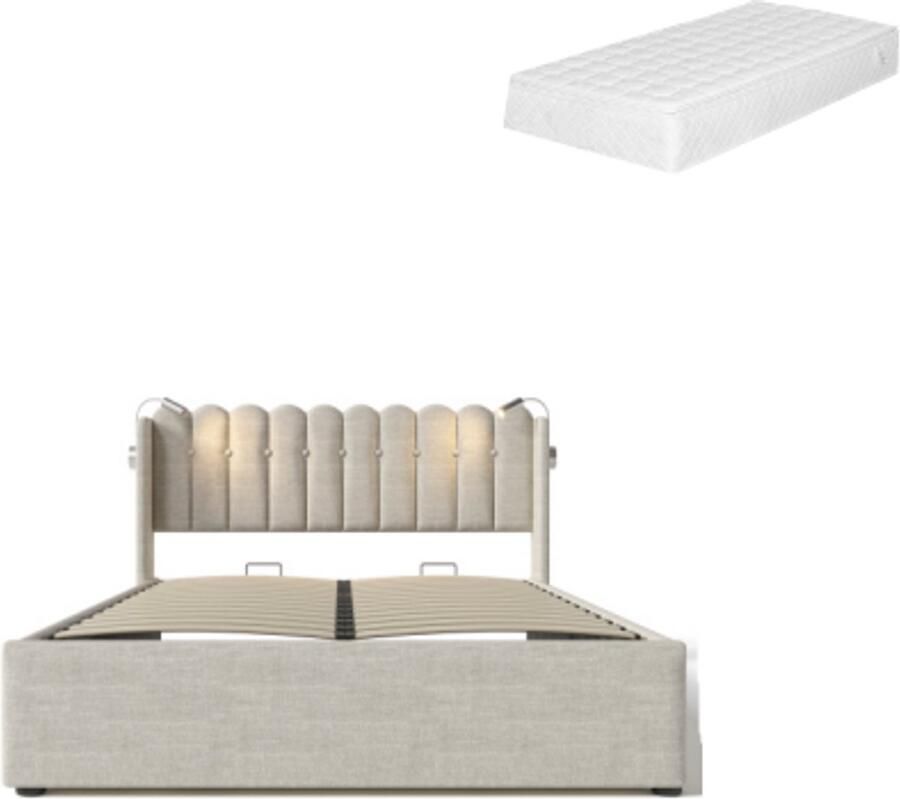 GOTAGEE Gestoffeerd bed Tweepersoonsbed Eenpersoonsbed Opbergbed Multifunctioneel bed Jeugdbed 160x200 cm Bed met opbergruimte Bed met matras Met hydraulische opbergruimte