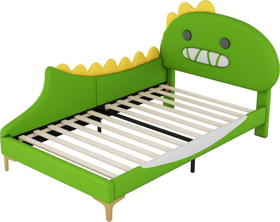 GOTAGEE Het kinderbed moderne vlakbed 90x200cm eenpersoonsbed dino-vorm gestoffeerd bed
