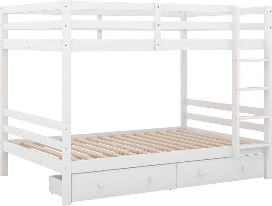 GOTAGEE Het kinderbed stapelbed 140x200 cm houten bed met lades tweepersoonsbed logeerbed