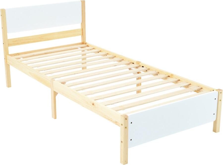 GOTAGEE Houten bed Veilig kinderbed Bed voor kinderen eenpersoonsbed jeugdbed laag bed Eenvoudig bed voor de slaapkamer 90x200cm Zonder matras