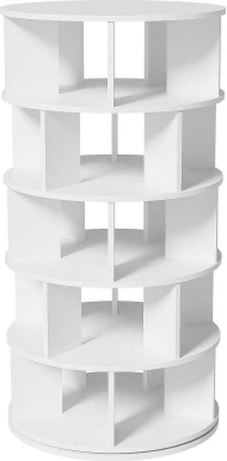 GOTAGEE Schoenenrek Schoenenkast Draaihoek Wit Rond 5 Niveaus 115x60cm