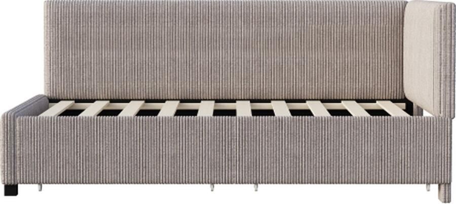 GOTAGEE Slaapbank 90x200cm Polsterbed (zonder matras) Multifunctioneel Bed met 2 Grote Opbergladen en Lattenbodem Fluweelstof