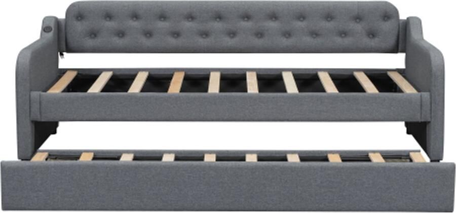 GOTAGEE Slaapbank 90x200cm slaapbank met uitschuifbaar bed USB-aansluiting grijs