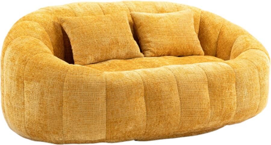 GOTAGEE Zitzak bank Lounge Sofa Lounger Hoge Rug Zitzakstoel Bank voor Volwassenen en Kinderen Vloer Zachte Loungestoel (Geel Chenille)