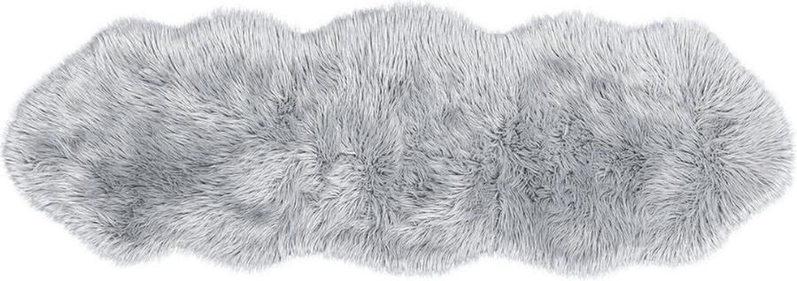 Gotrays Schapenvacht Tapijt Imitatiebont Lamsvacht Schapenvel Imitatievacht Kunstbont Tapijt Slaapkamer Woonkamer Wasbaar Bont Tapijt Decoratiebont 55x160 cm Grijs