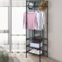 Gotrays Kapstok vrijstaande kapstok met 3 planken- industriële kledingstandaard voor toegang- hal slaapkamer- 185 x 50 x 50 cm- Zwart - Thumbnail 2