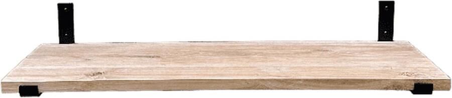 GoudmetHout Massief Eiken Wandplank 40x35 cm Industriële Plankdragers L-vorm Up Staal Mat Zwart Wandplank hout