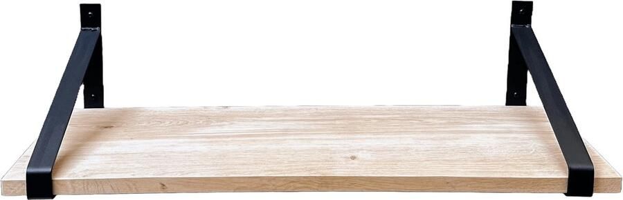 GoudmetHout Massief Eiken Wandplank 40x40 cm Industriële Plankdragers Staal Mat Zwart Wandplank hout