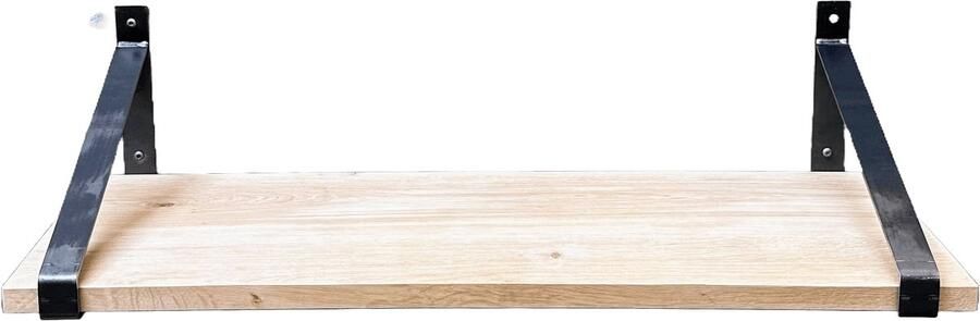 GoudmetHout Massief Eiken Wandplank 140x40 cm Industriële Plankdragers Staal Zonder Coating Wandplank hout