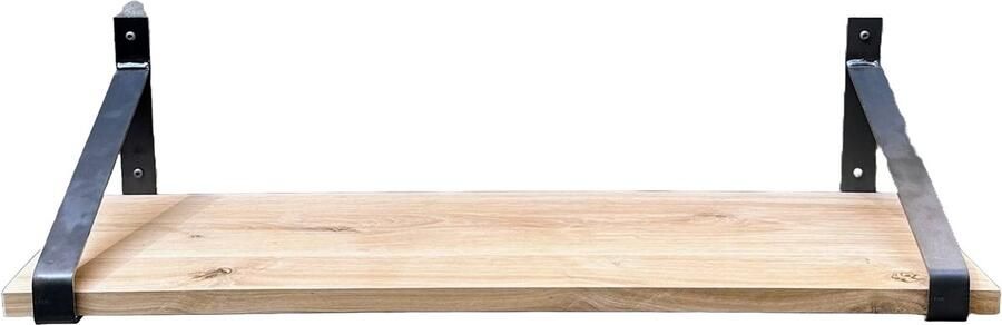GoudmetHout Massief Eiken Wandplank 40x35 cm Industriële Plankdragers Staal Zonder Coating Wandplank hout