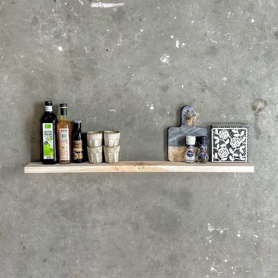 GoudmetHout Zwevende wandplank Blinde montage eiken 180 x 10 cm licht eiken zwevende boekenplank Incl. bevestiging