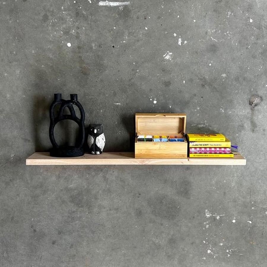 GoudmetHout Zwevende wandplank Blinde montage eiken 180 x 15 cm licht eiken zwevende boekenplank Incl. bevestiging