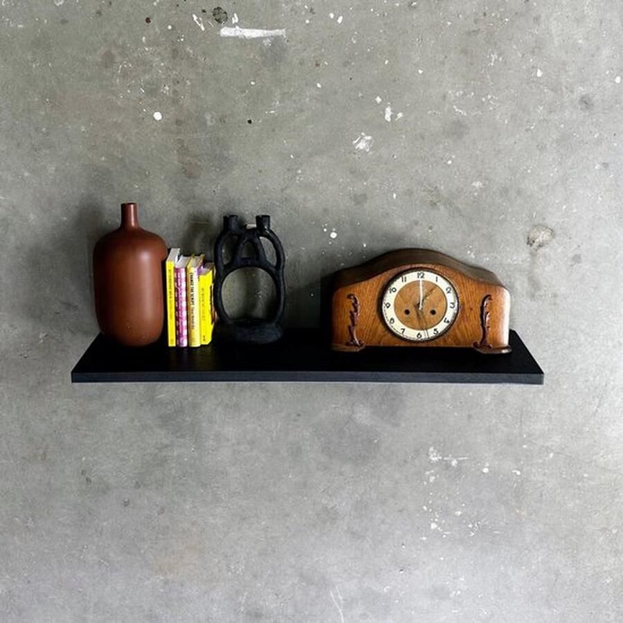 GoudmetHout Zwevende wandplank Blinde montage eiken 200 x 30 cm zwart eiken zwevende boekenplank Incl. bevestiging