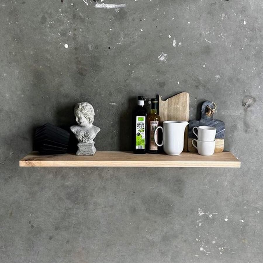 GoudmetHout Zwevende wandplank Blinde montage eiken 200 x 20 cm licht eiken zwevende boekenplank Incl. bevestiging