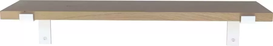 GoudmetHout Massief Eiken Wandplank 120x20 cm Industriële Plankdragers L-vorm Staal Mat Wit Wandplank industrieel
