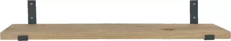 GoudmetHout Massief Eiken Wandplank 120x20 cm Industriële Plankdragers L-vorm Up Staal Mat Blank Wandplank industrieel