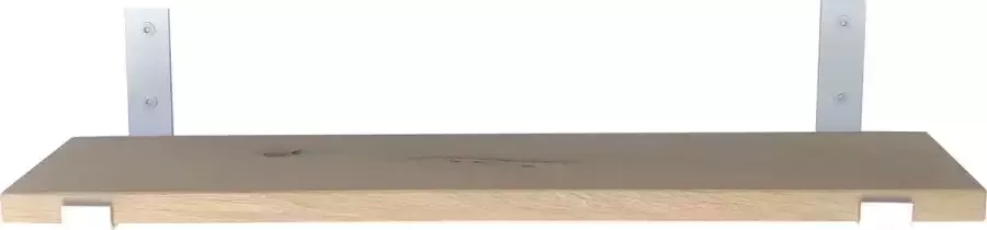 GoudmetHout Wandplank Industrieel 120 x 20 cm Muurplank Eiken Hout Decoratie Wandrek & Boekenrek Hangplank Keuken Wall Shelf + 2 Mat Witte Plankdragers van Staal