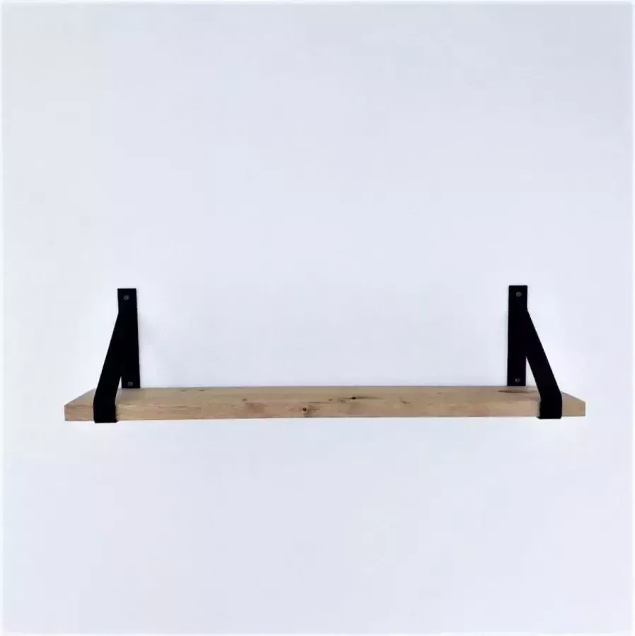 GoudmetHout Wandplank Industrieel 120 x 20 cm Muurplank Eiken Hout Decoratie Wandrek & Boekenrek Hangplank Keuken Wall Shelf + 2 Mat Zwarte Plankdragers van Staal