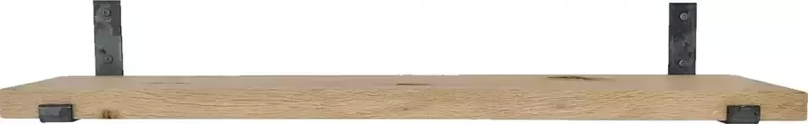 GoudmetHout Massief Eiken Wandplank 120x25 cm Industriële Plankdragers L-vorm Up Staal Zonder Coating Wandplank industrieel