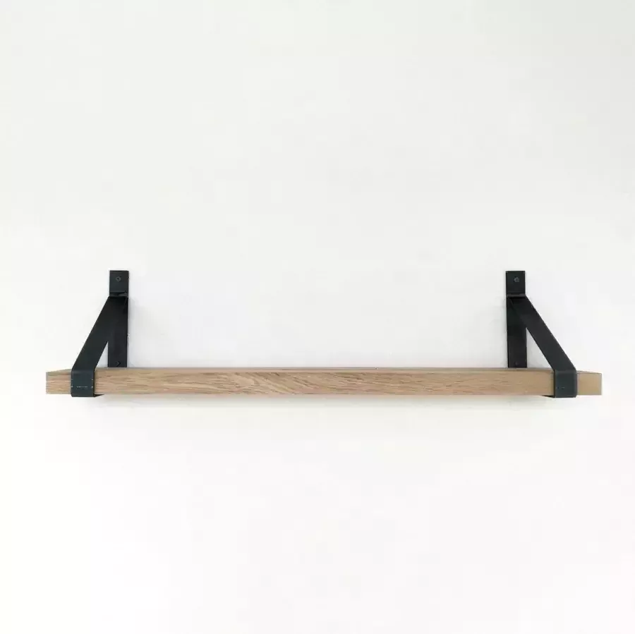 GoudmetHout Massief Eiken Wandplank 120x25 cm Industriële Plankdragers Staal Zonder Coating Wandplank industrieel