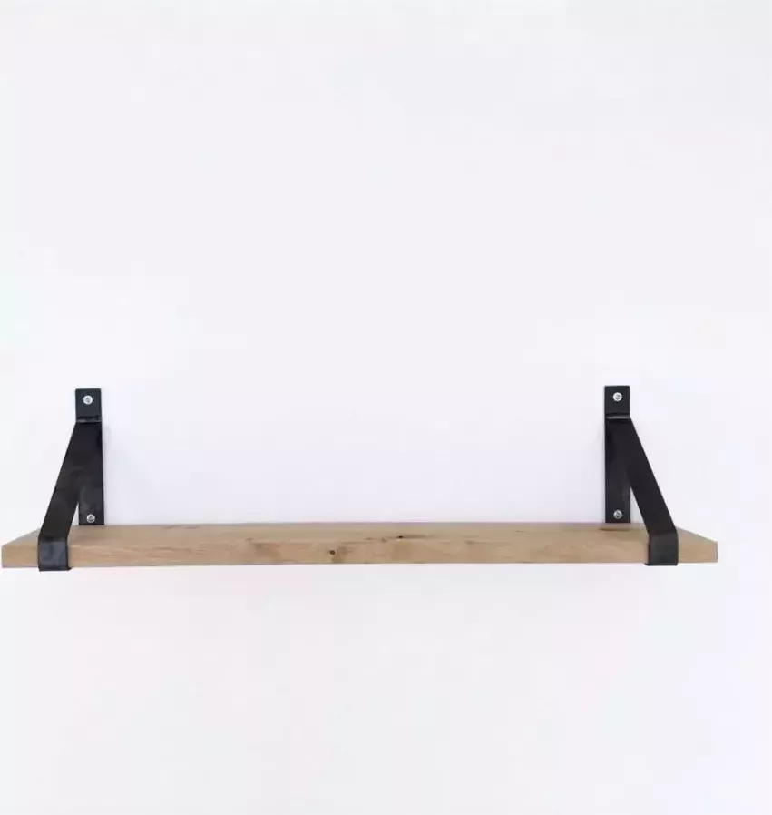 GoudmetHout Wandplank Industrieel 140 x 20 cm Muurplank Eiken Hout Decoratie Wandrek & Boekenrek Hangplank Keuken Wall Shelf + 2 Plankdragers van Ruw Staal