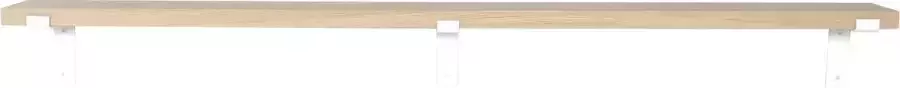 GoudmetHout Massief Eiken Wandplank 160x10 cm Industriële Plankdragers L-vorm Staal Mat Wit Wandplank hout