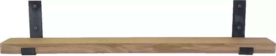 GoudmetHout Massief Eiken Wandplank 160x10 cm Industriële Plankdragers L-vorm Up Staal Zonder Coating Wandplank hout