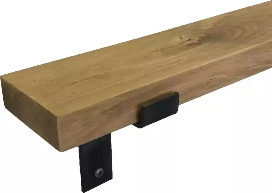 GoudmetHout Wandplank Industrieel 40 x 10 cm Muurplank Eiken Hout Decoratie Wandrek & Boekenrek Hangplank Keuken Wall Shelf + 2 Plankdragers van Ruw Staal