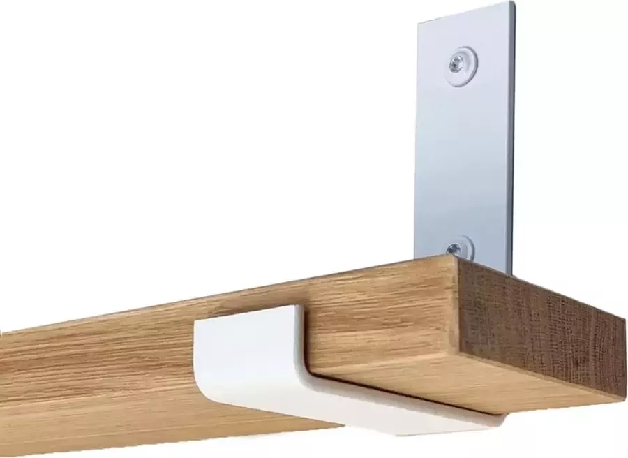 GoudmetHout Massief Eiken Wandplank 40x10 cm Industriële Plankdragers L-vorm Up Staal Mat Wit